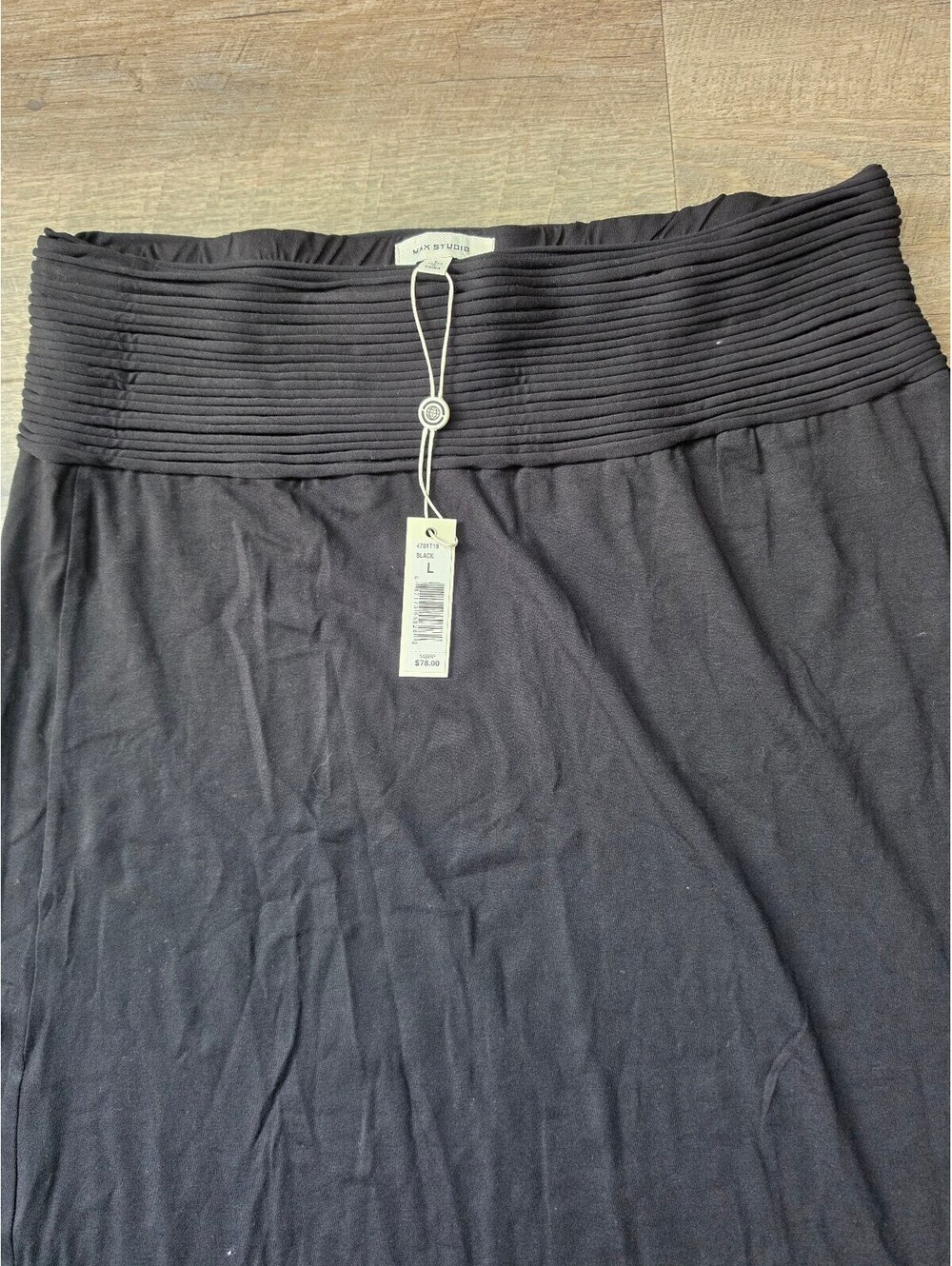 Max Studio Black Maxi Skirt with Pleated Waistband Size L - Picture 4 of 6